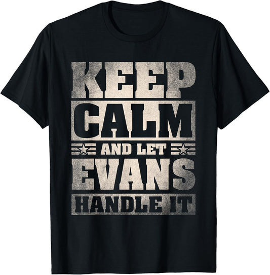 Evans Name Shirt Personalized Evans Last Name T-Shirt - T-Shirt | Black
