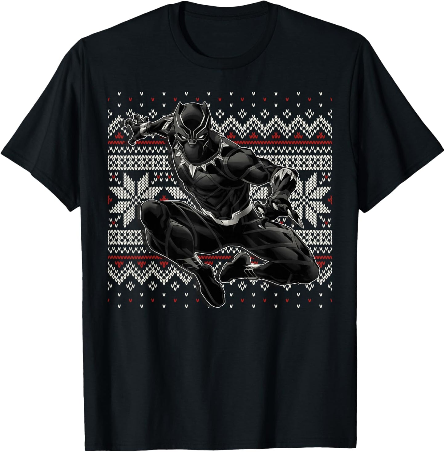 Marvel Black Panther Crouch Ugly Christmas Sweater T-Shirt - T-Shirt | Black