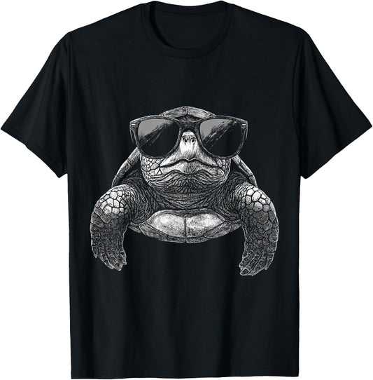 Turtle Animal Motif Sunglasses Art Turtle T-Shirt - T-Shirt | Black