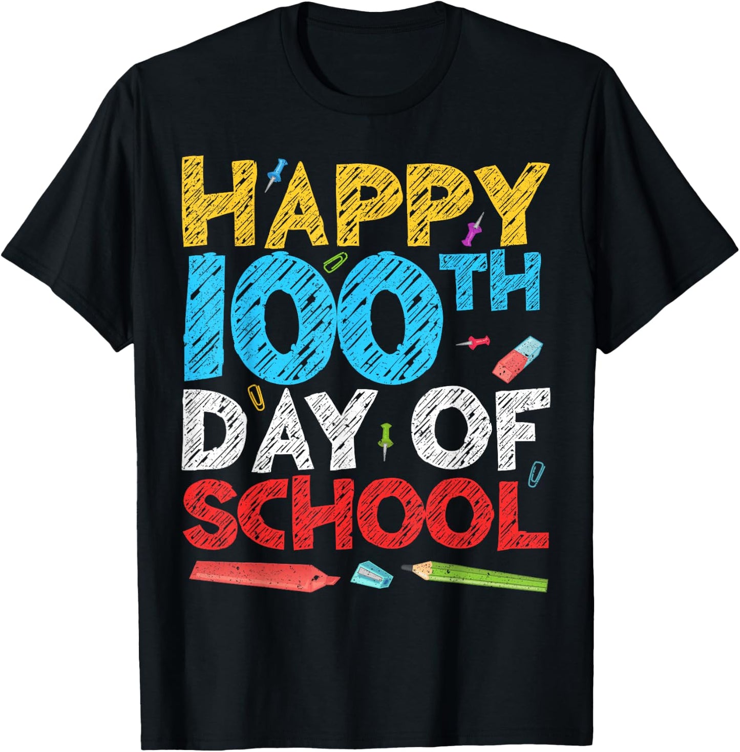 Happy 100th Day Of School Shirt T-Shirt - T-Shirt | Black