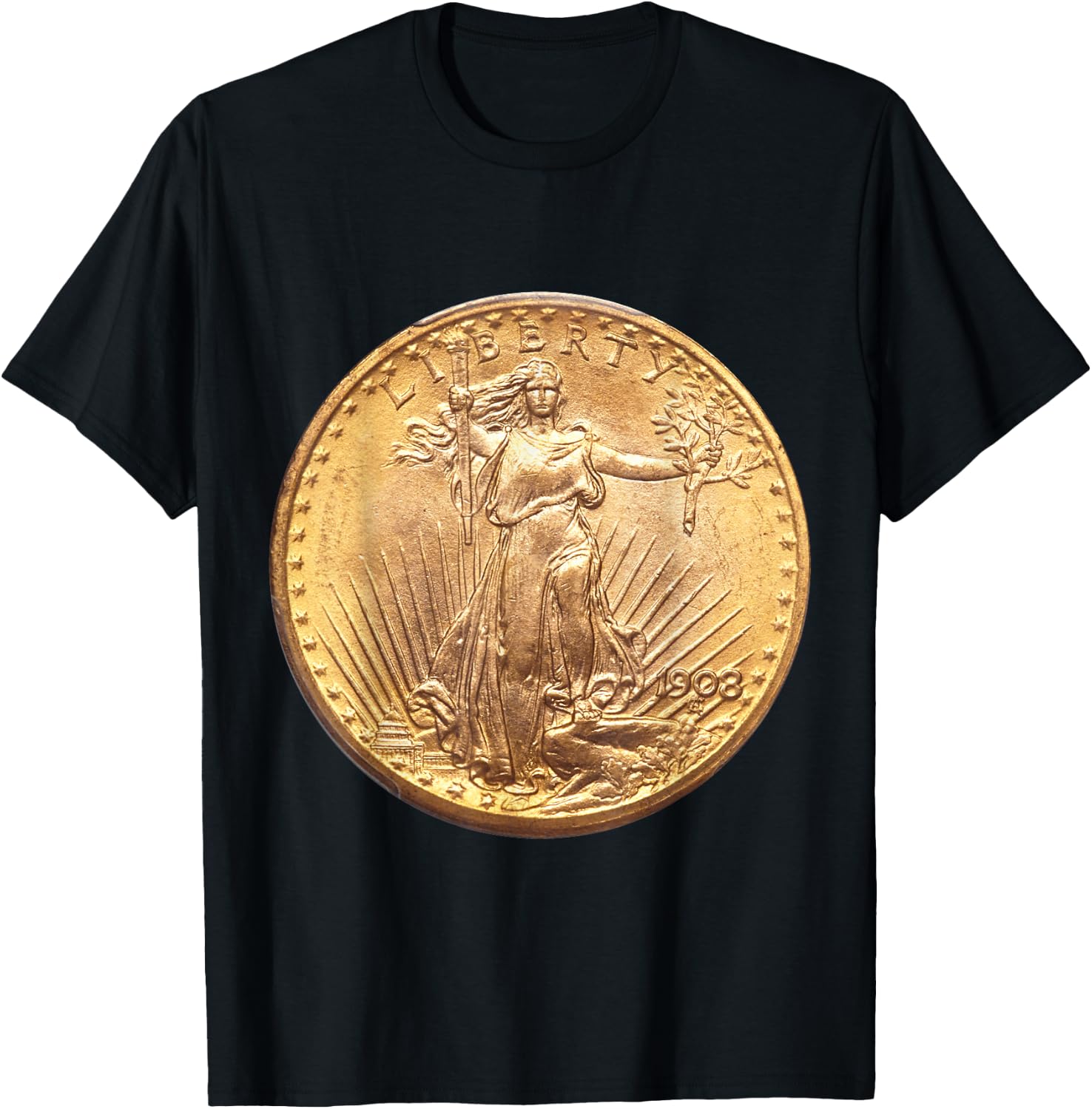 Saint-Gaudens Gold Double Eagle Coin Collecting T-Shirt - T-Shirt | Black