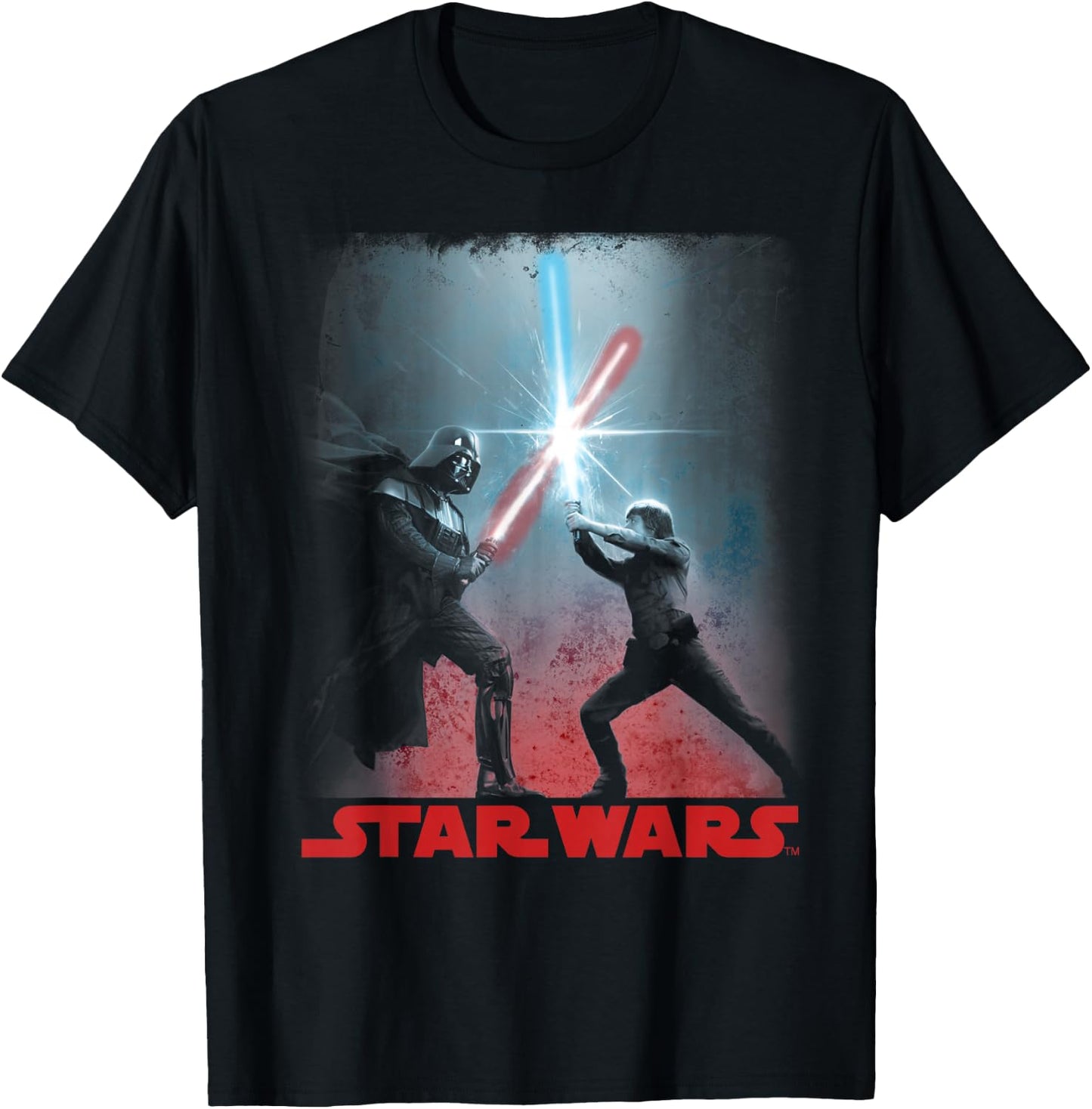 Star Wars Darth Vader Luke Skywalker Battle Silhouette T-Shirt - T-Shirt | Black