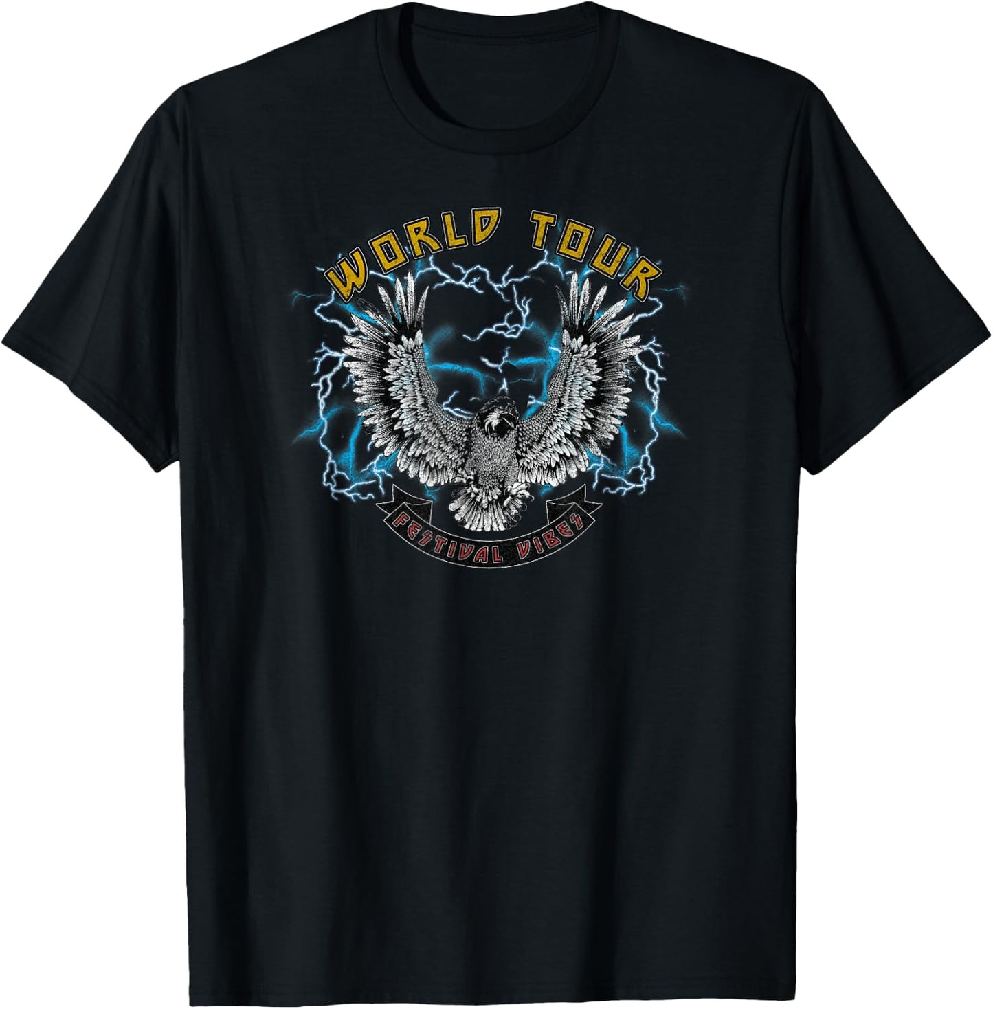Lightning Eagle World Tour Festival Vibes T-Shirt - T-Shirt | Black