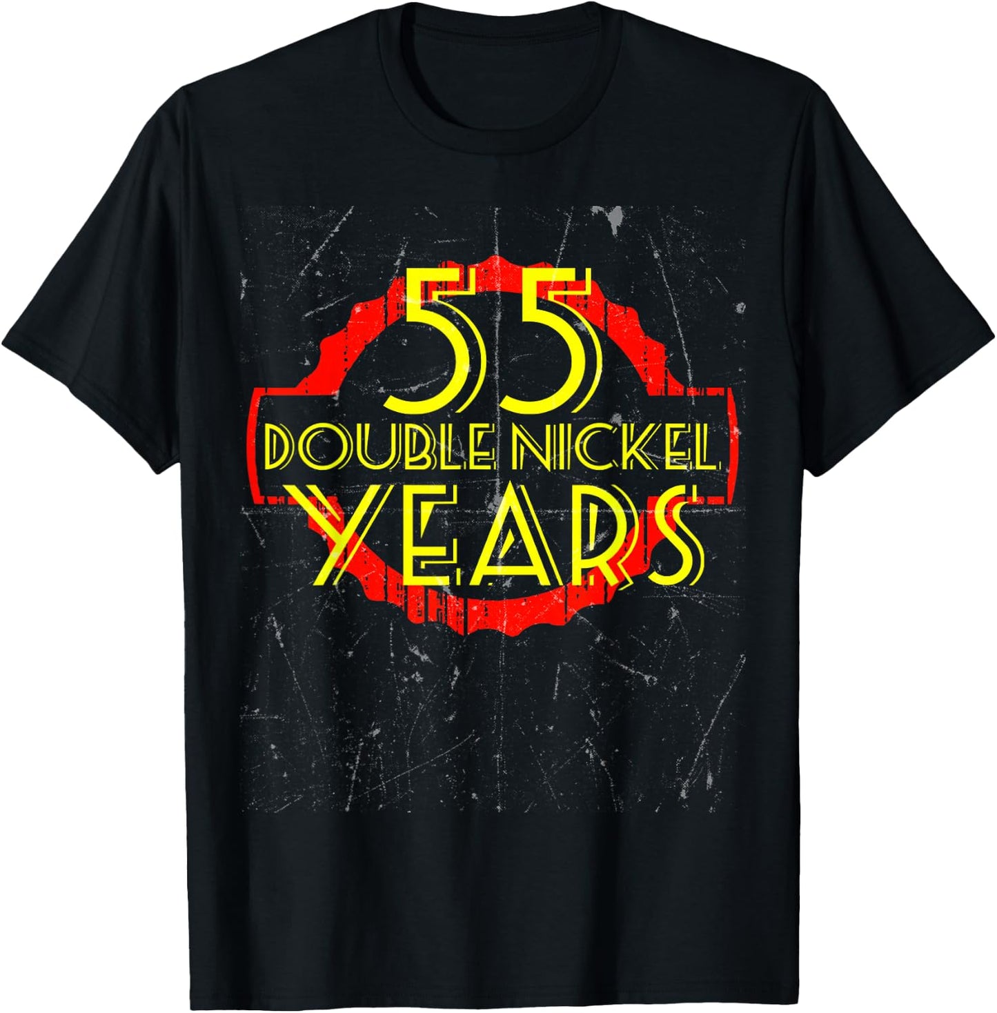 55 Year Old Birthday Shirt Double Nickel Distressed T-Shirt - T-Shirt | Black