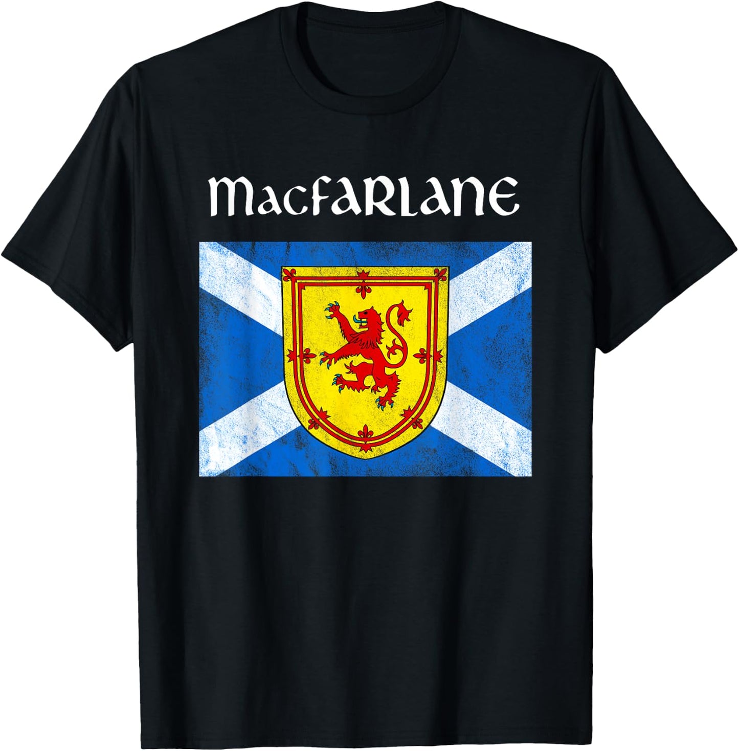 MacFarlane Scottish Clan Family Name Scotland Flag T-Shirt - T-Shirt | Black
