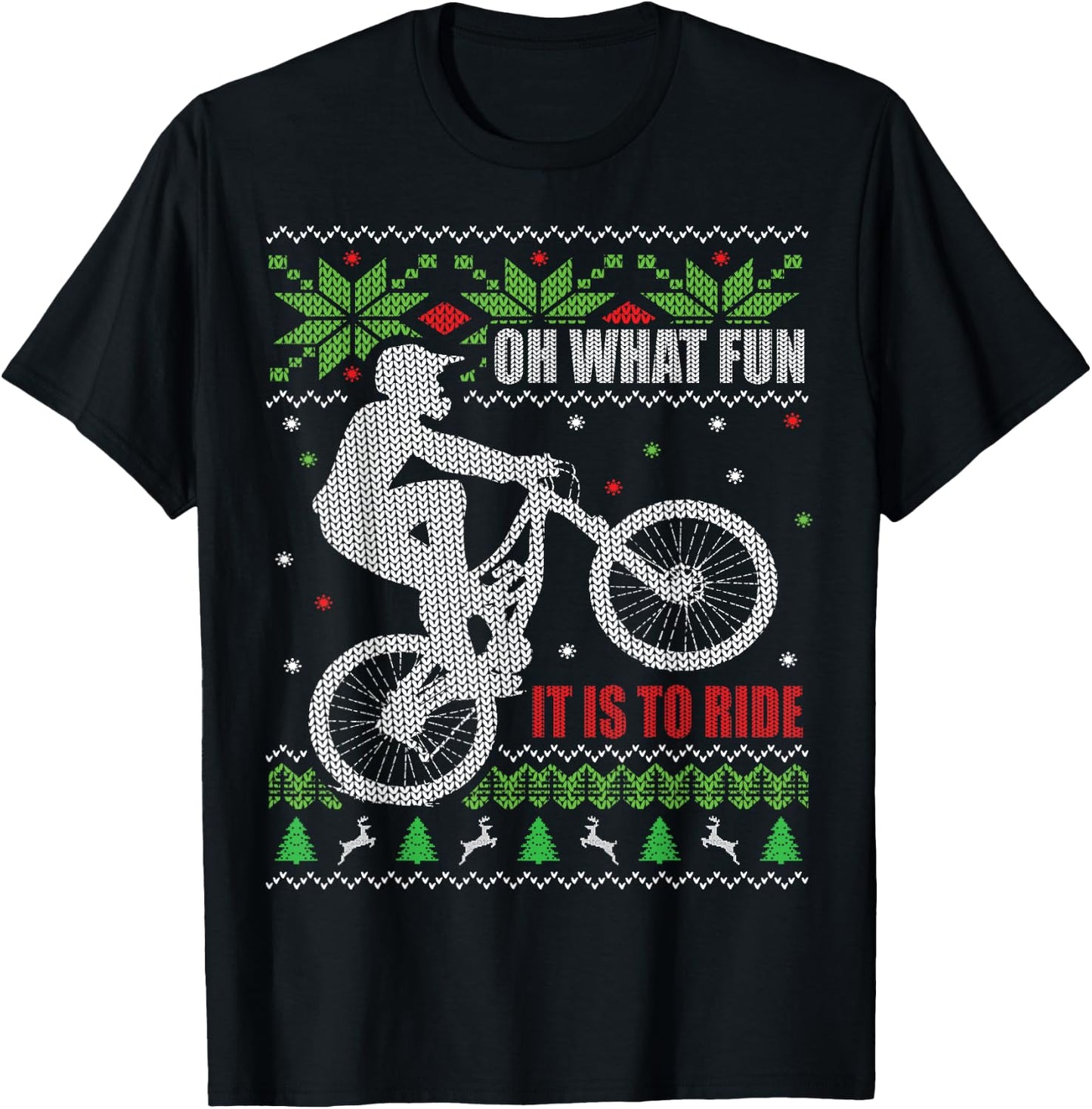 Ugly Christmas, Mountain Bike, Biking, Funny T-Shirt - T-Shirt | Black