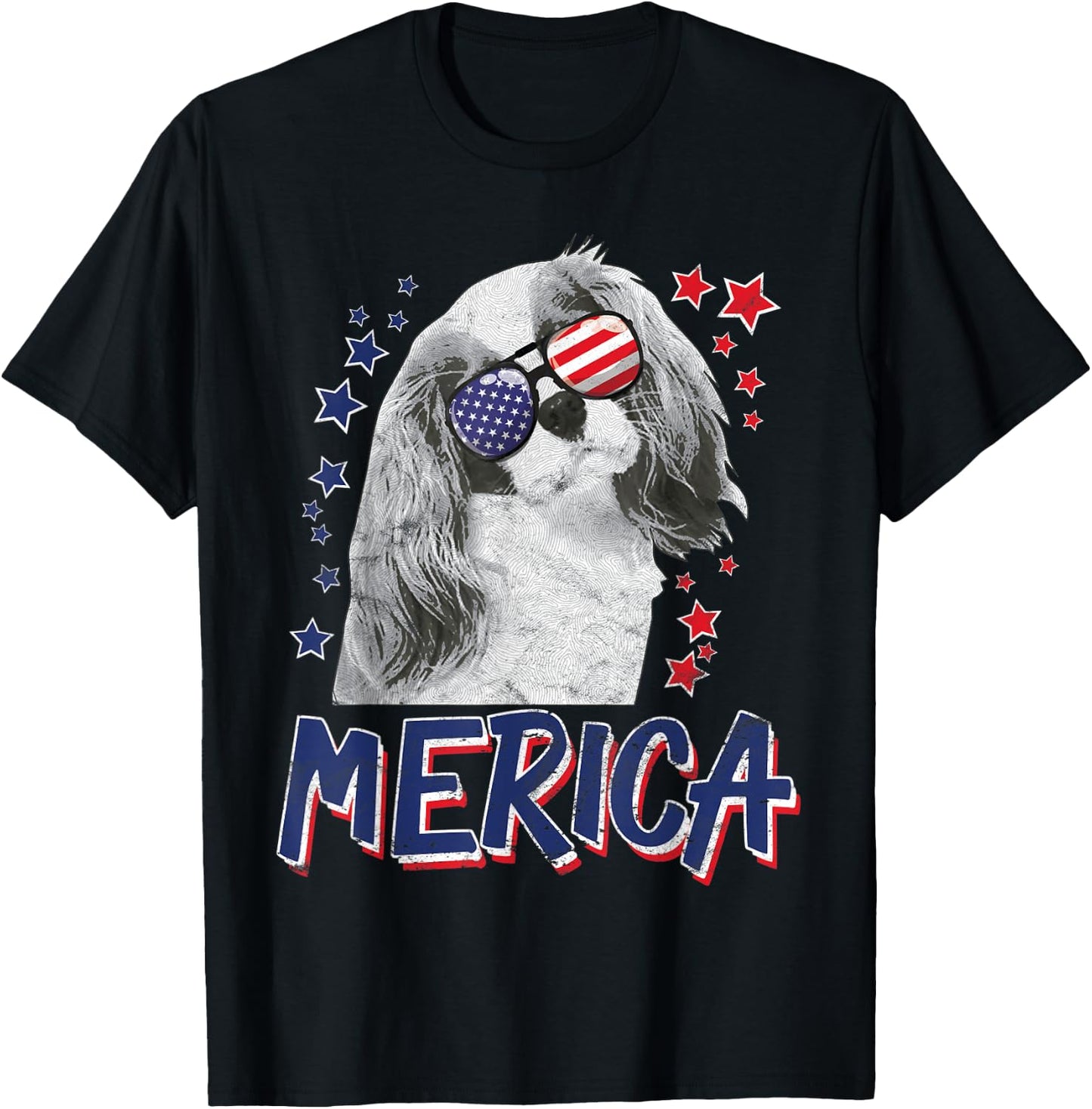 Merica Cavalier King Charles Spaniel Dog 4th Of July USA Men T-Shirt - T-Shirt | Black