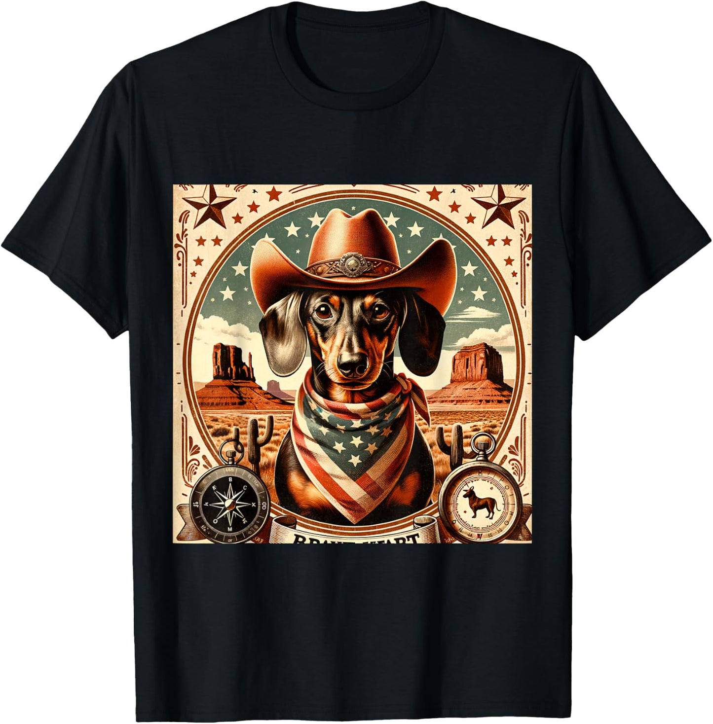 Funny Sheriff Dog Shirt Dachshund Dog Mom Dad Wild West Women Kids T-Shirt - T-Shirt | Black