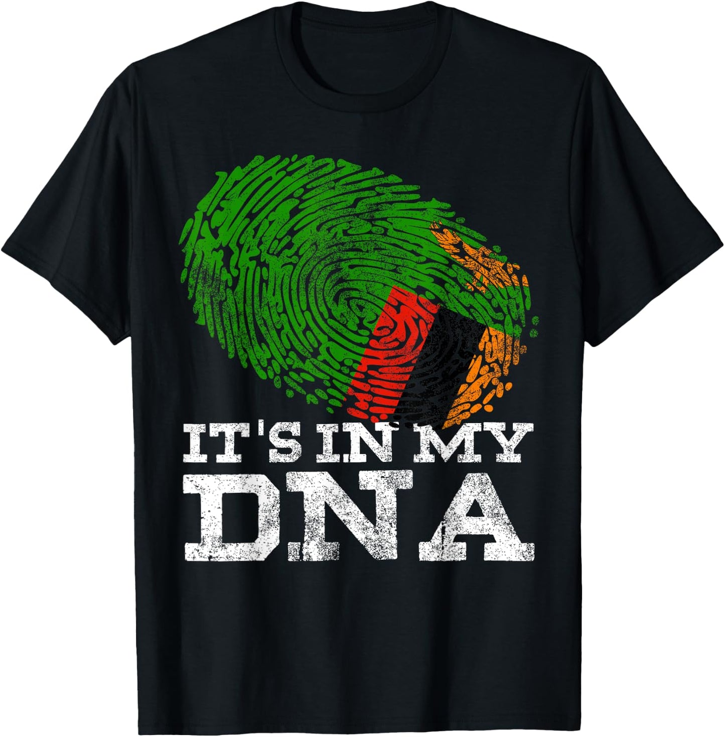 It's In My DNA Zambian African Colors Gifts Cool Zambia Flag T-Shirt - T-Shirt | Black
