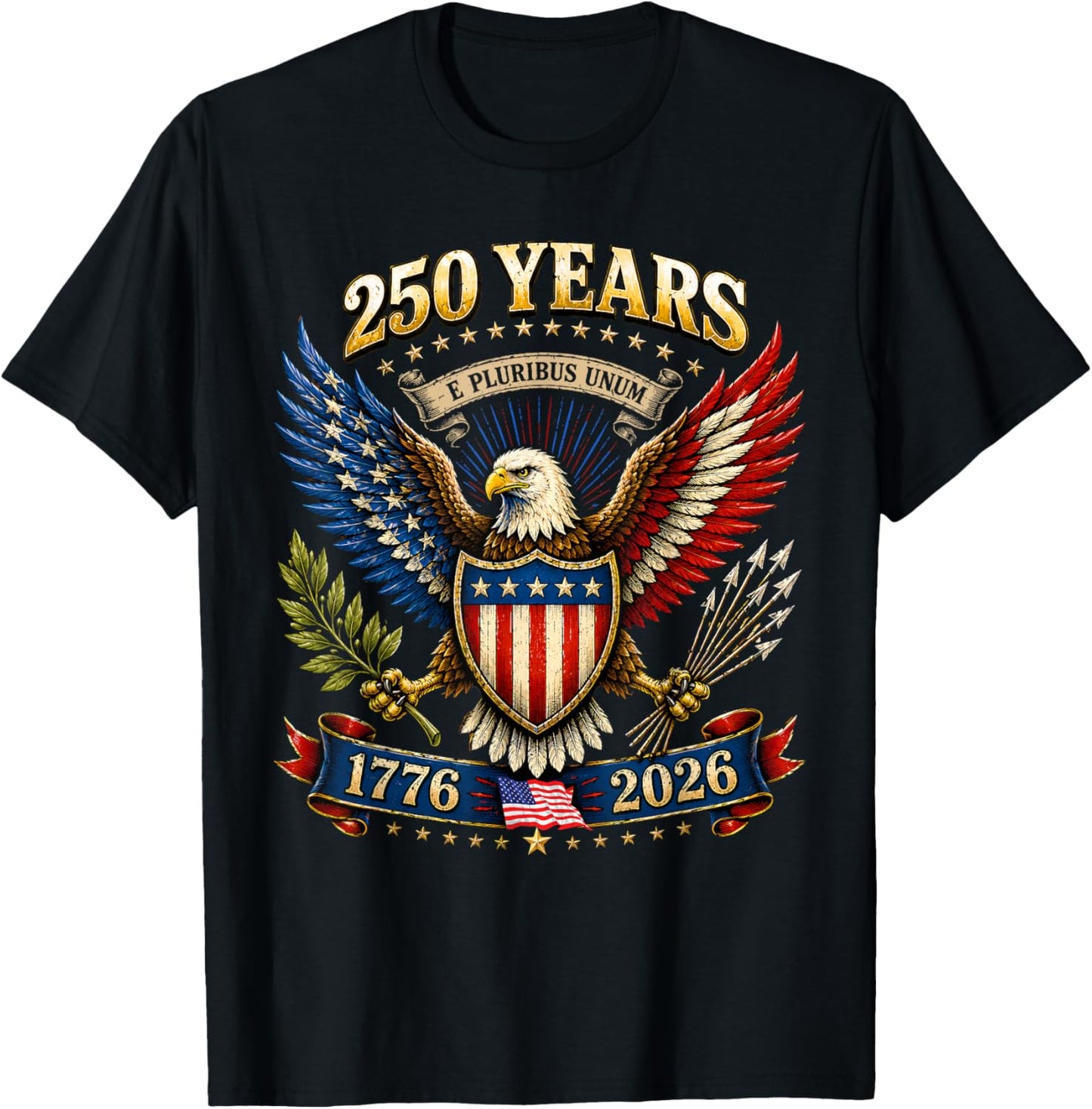 250 Years America 1776 2026 250th Anniversary 4th July Men T-Shirt - T-Shirt | Black