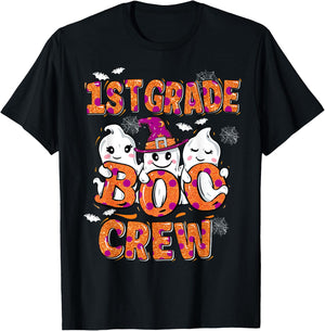 Retro 1st grade boo crew First Grade Kids Halloween Costume T-Shirt - T-Shirt | Black