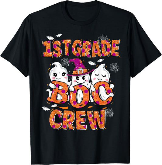 Retro 1st grade boo crew First Grade Kids Halloween Costume T-Shirt - T-Shirt | Black