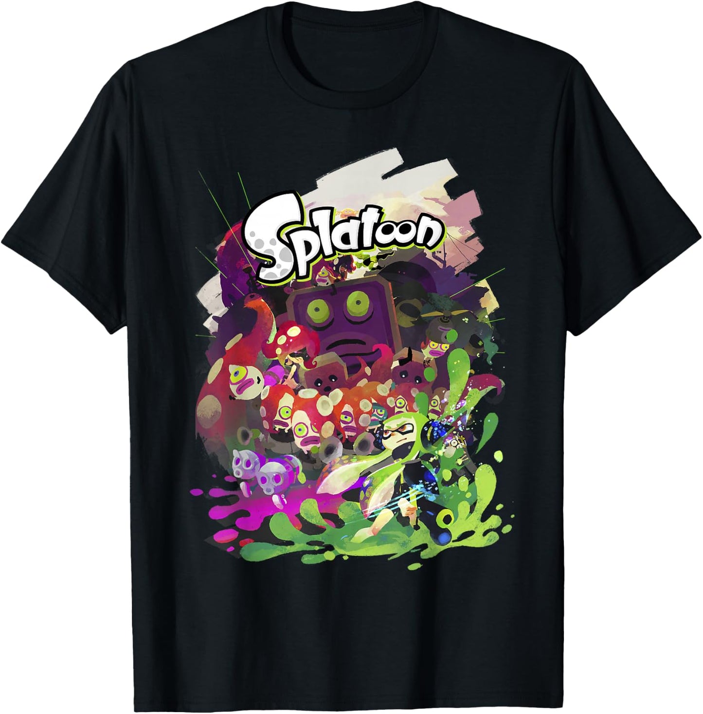 Splatoon Abstract Painted Logo Portrait T-Shirt - T-Shirt | Black