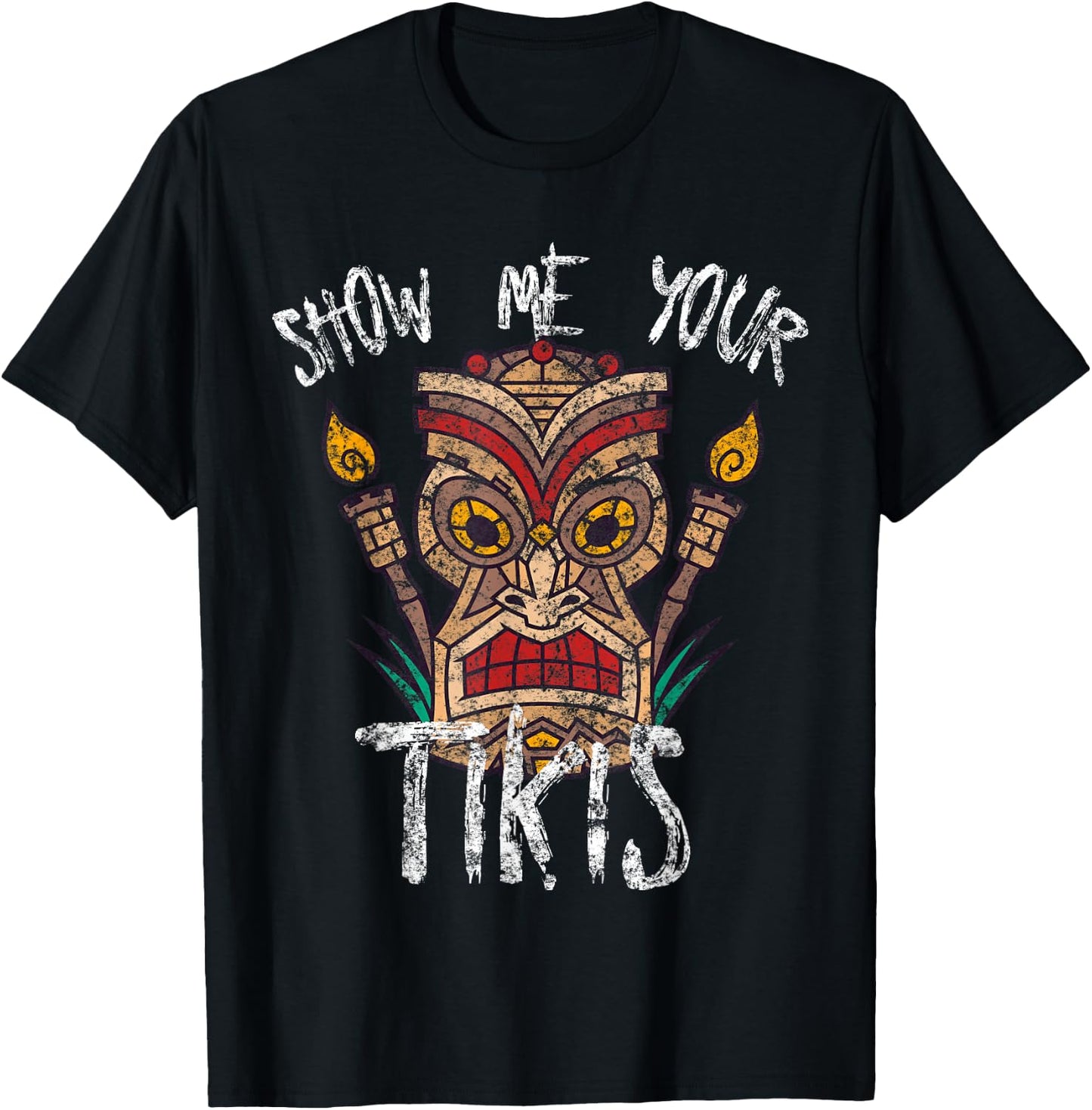 Show Me Your Tikis Funny Angry Tiki Hawaiian T-Shirt - T-Shirt | Black