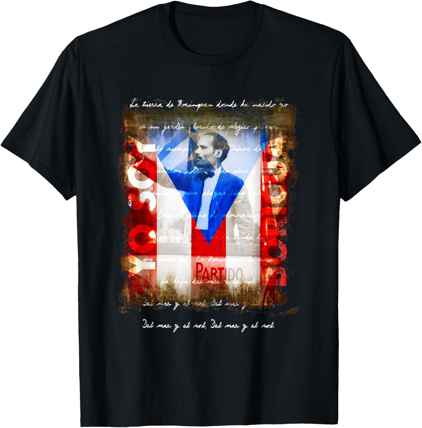 Pedro Albizu Campos Yo Soy Boricua Puerto Rico Flag T-Shirt - T-Shirt | Black