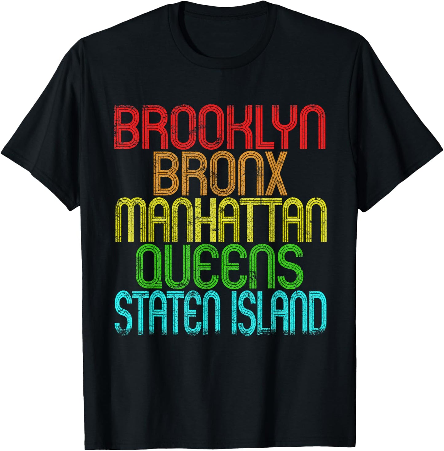 The 5 Boroughs Of New York City Retro Vintage 80s T-Shirt - T-Shirt | Black