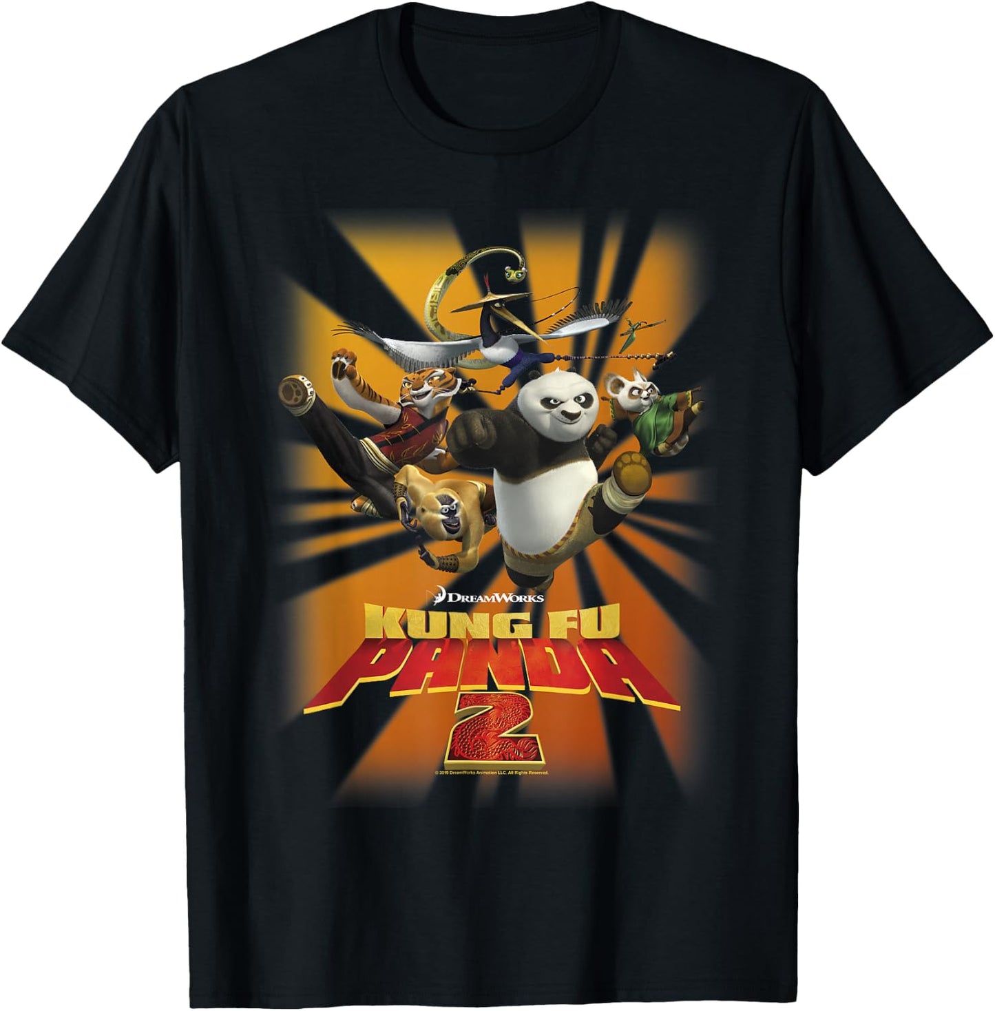 Kung Fu Panda 2 Po And The Furious Five Movie Logo T-Shirt - T-Shirt | Black