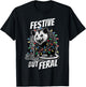 Sorry Santa I've Been Feral Festive Christmas Opossum T-Shirt - T-Shirt | Black