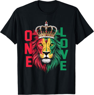 One Love Rasta Lion Jamaican Pride Reggae African T-Shirt - T-Shirt | Black