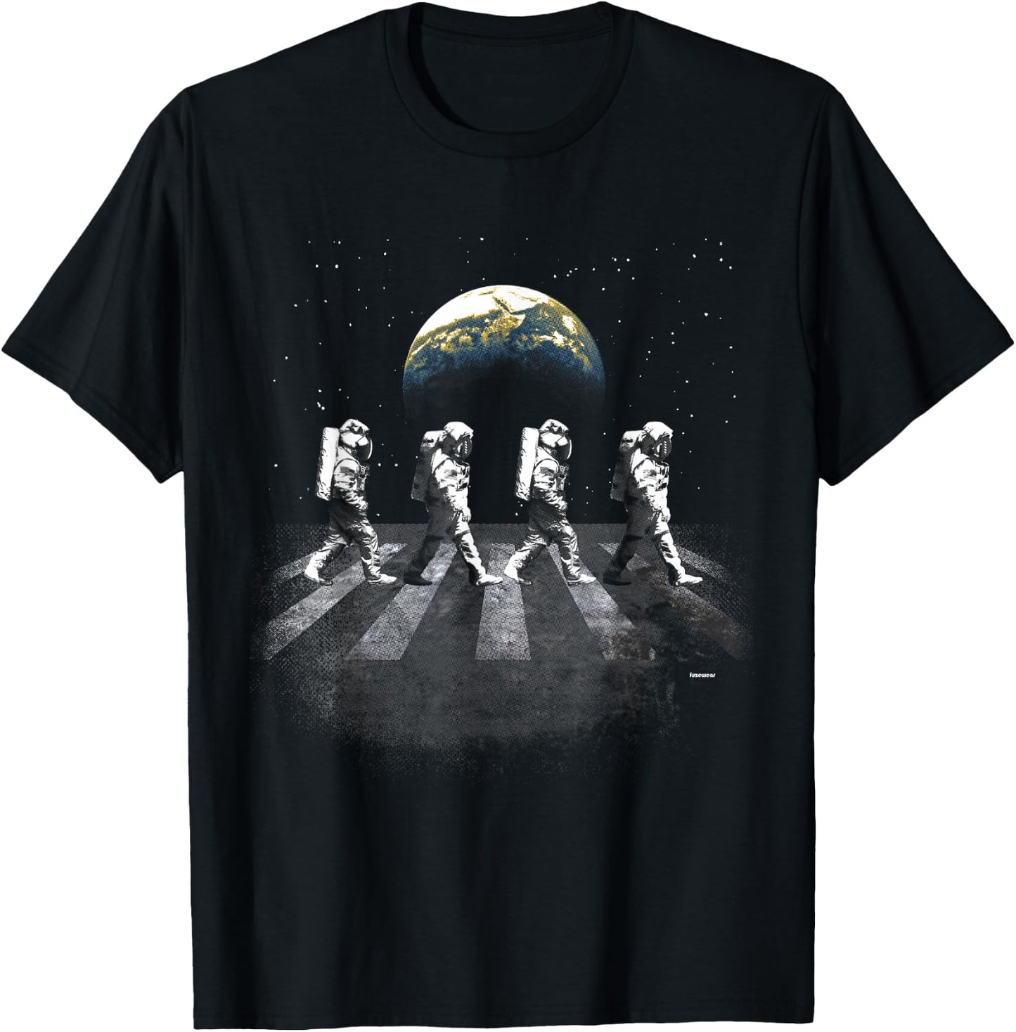 Astronauts in Walking in Space Earth Moon T-Shirt - T-Shirt | Black