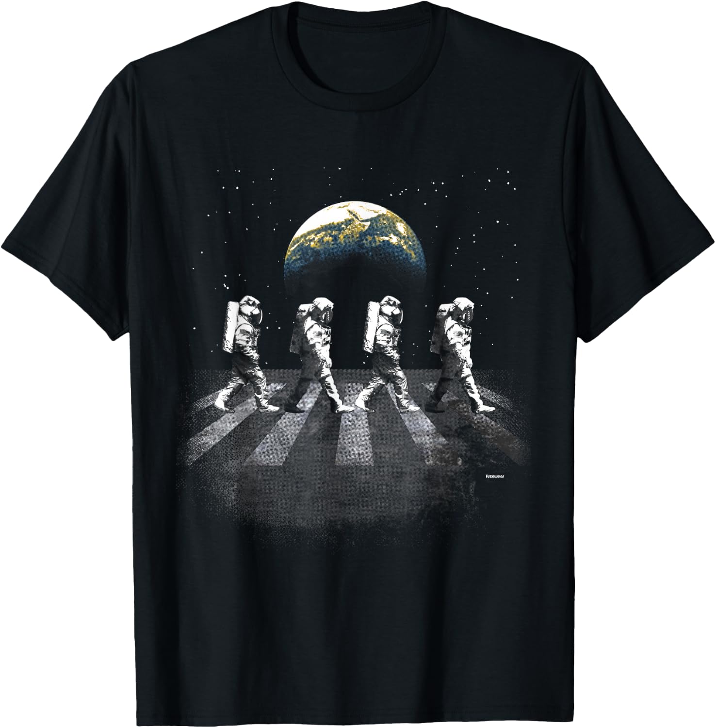 Astronauts in Walking in Space Earth Moon T-Shirt - T-Shirt | Black