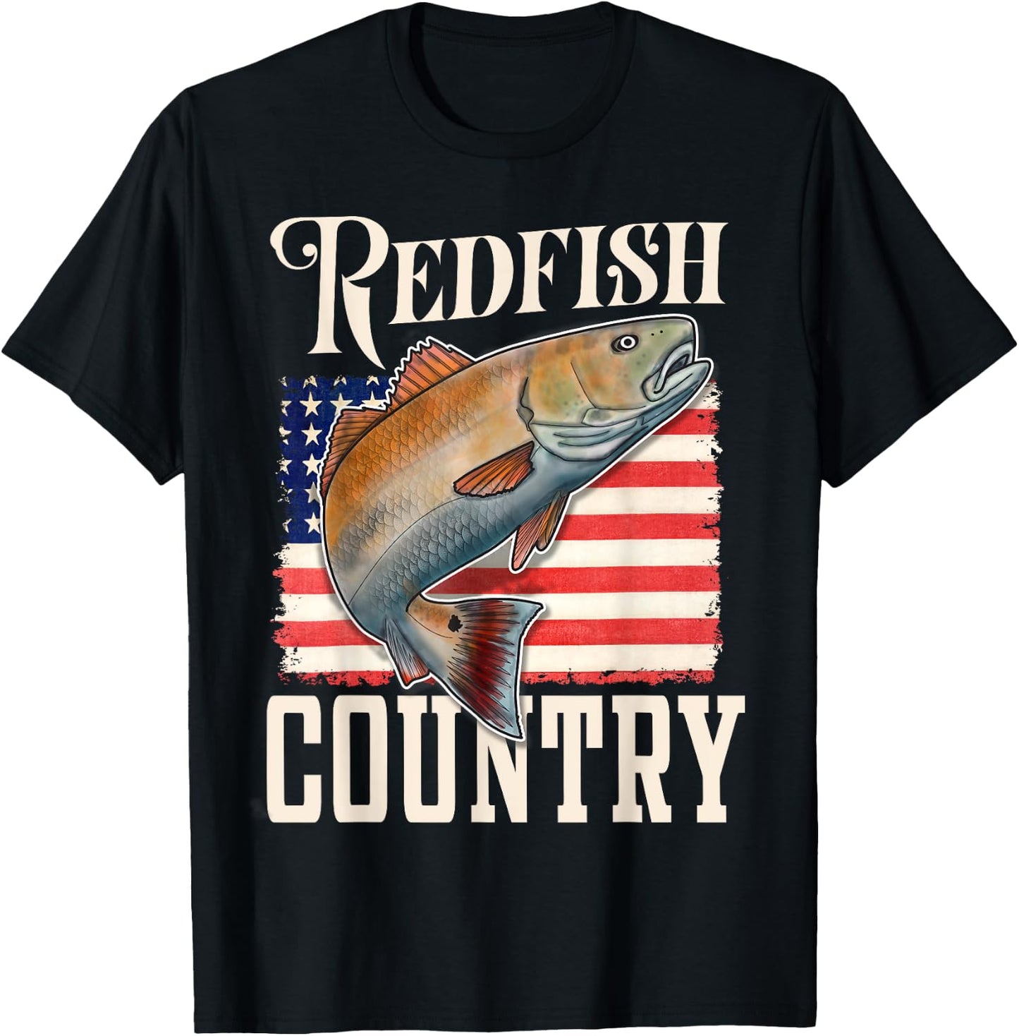 Redfish Country Saltwater Red Drum Fishing T-Shirt - T-Shirt | Black