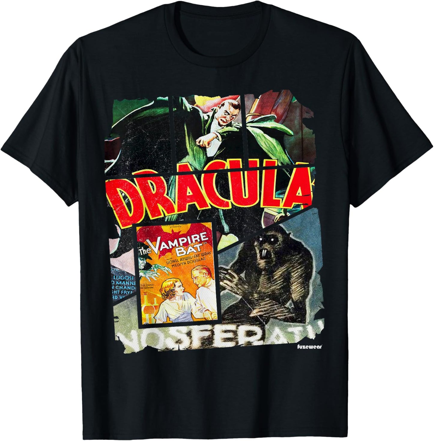 Vintage Style Horror Nosferatu Movie Poster Collage T-Shirt - T-Shirt | Black