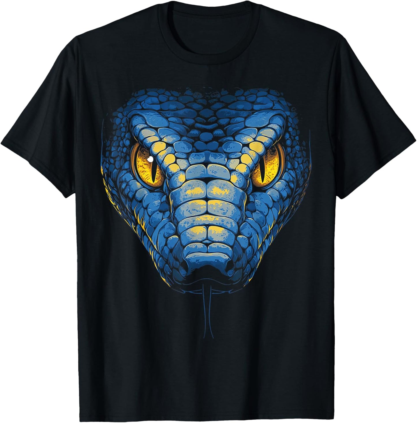 Snake Animal Motif Blue Eyes Artwork Snake T-Shirt - T-Shirt | Black