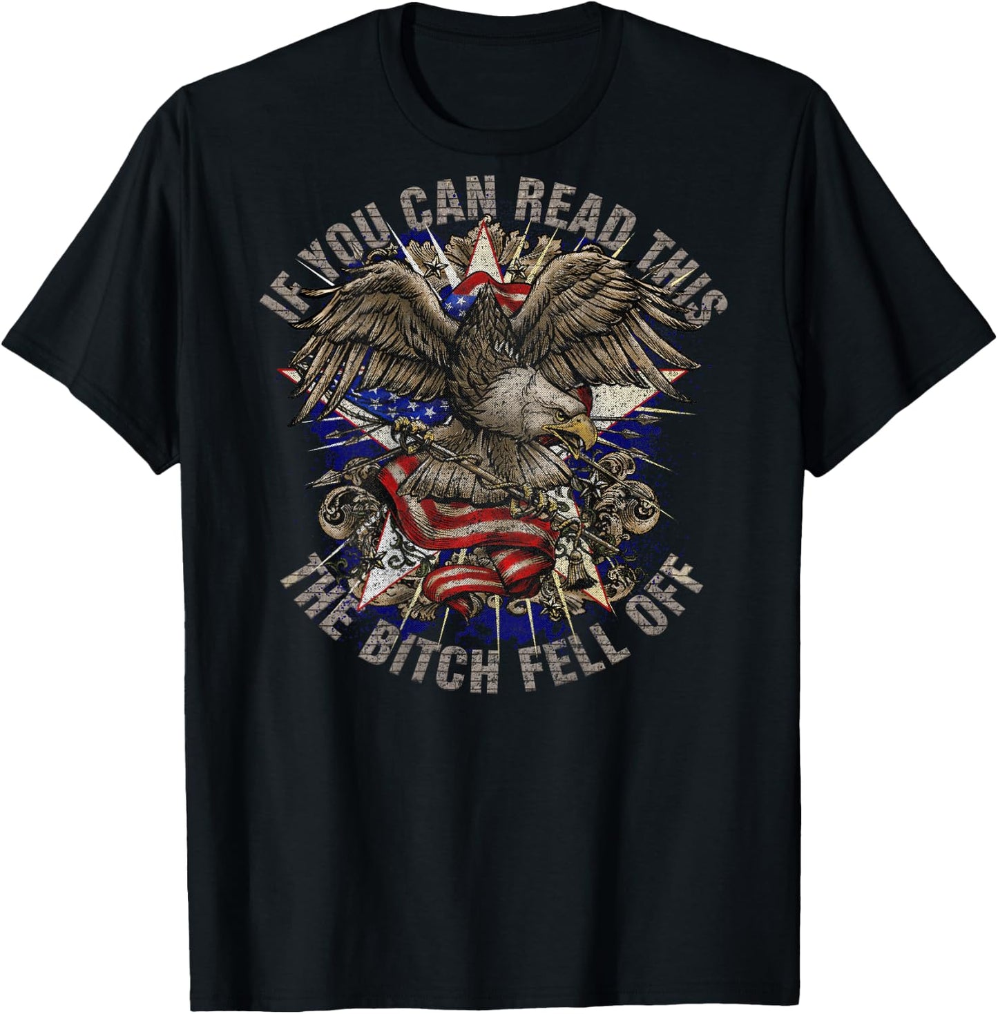 Funny Biker If You Can Read This The Bitch Fell Off, ON BACK T-Shirt - T-Shirt | Black