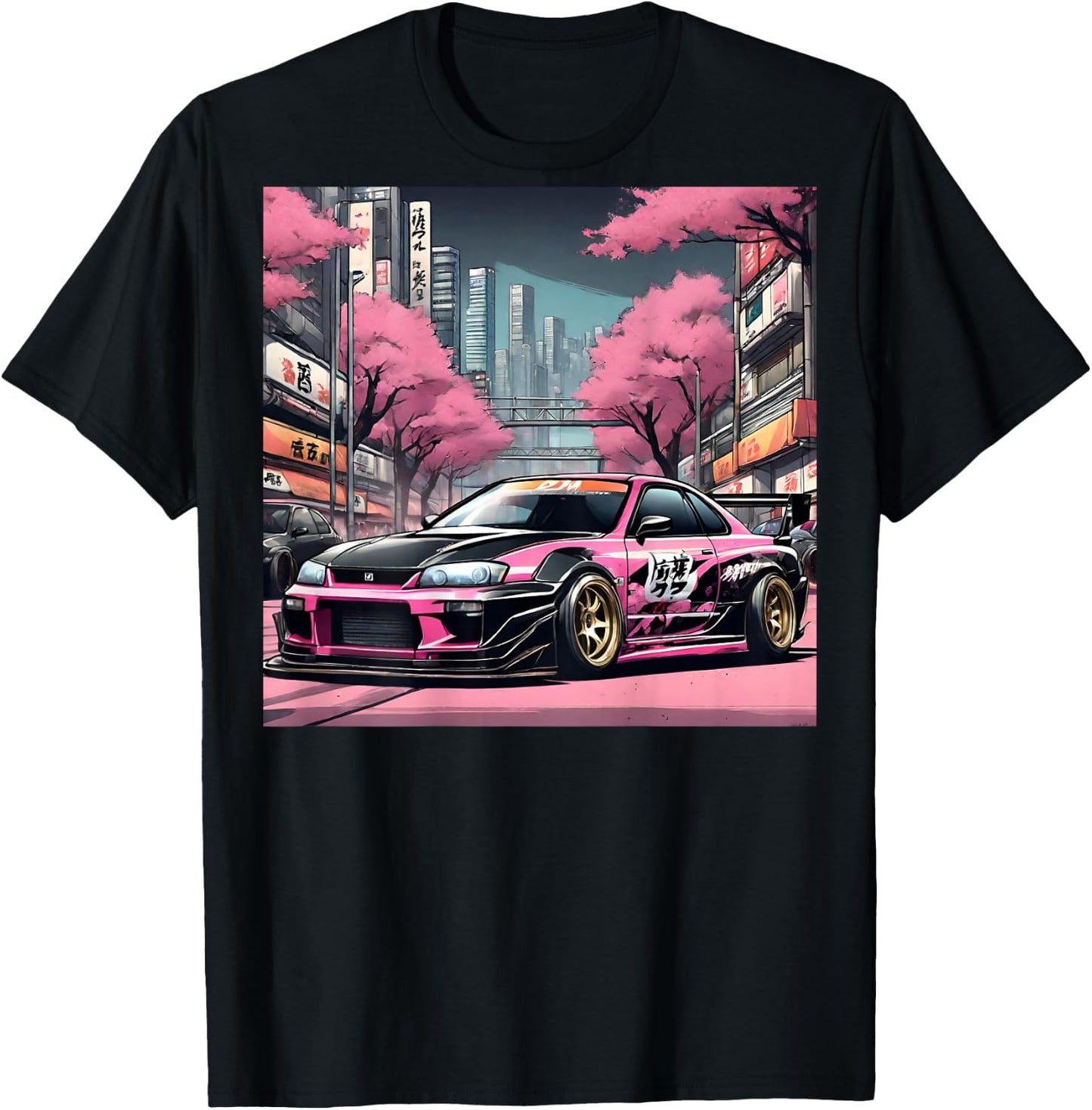 JDM Tokyo Skyline Retro Race Car Drift Tuning On The Back T-Shirt - T-Shirt | Black