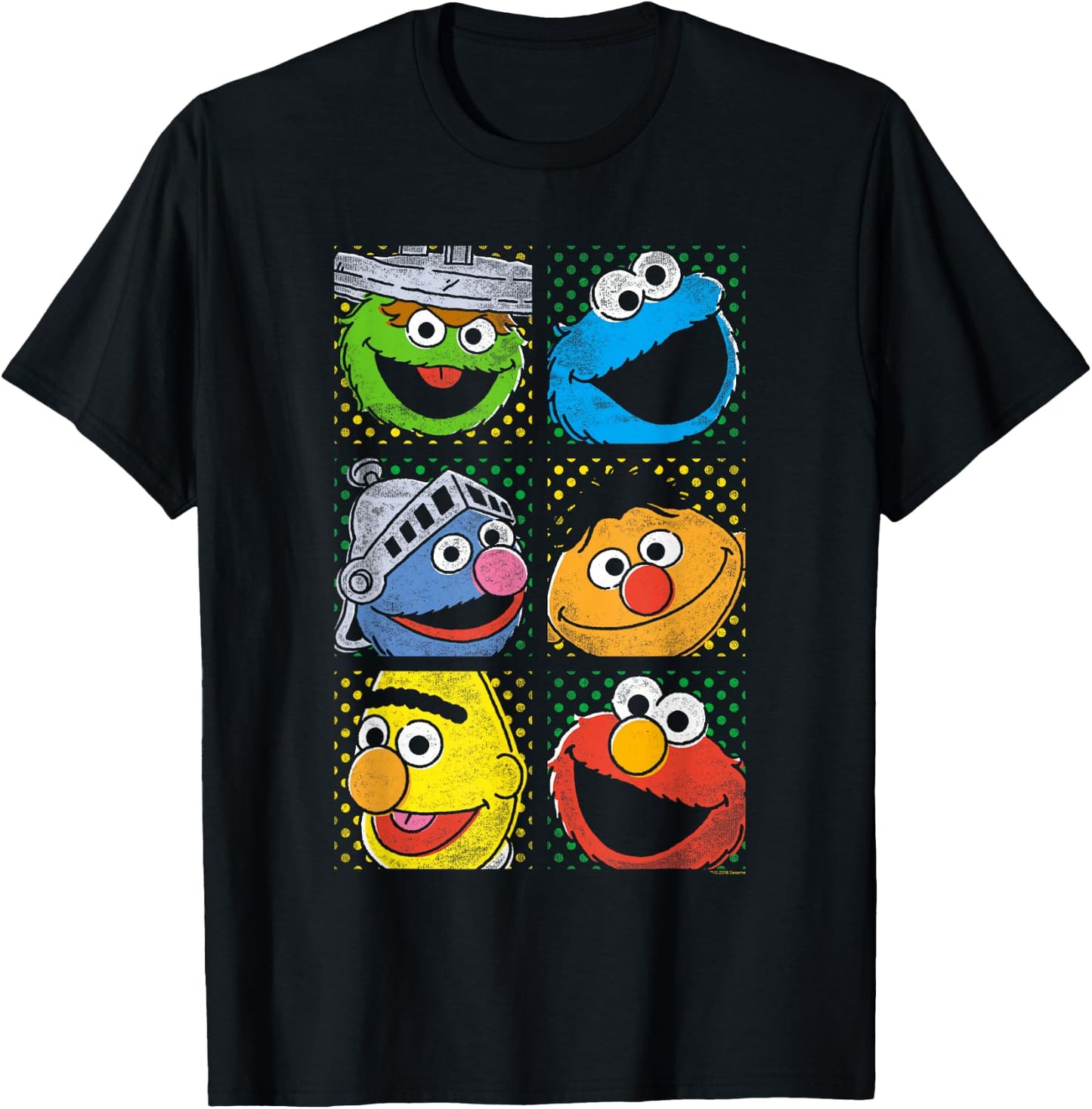 Sesame Street Group Squares T-Shirt - T-Shirt | Black