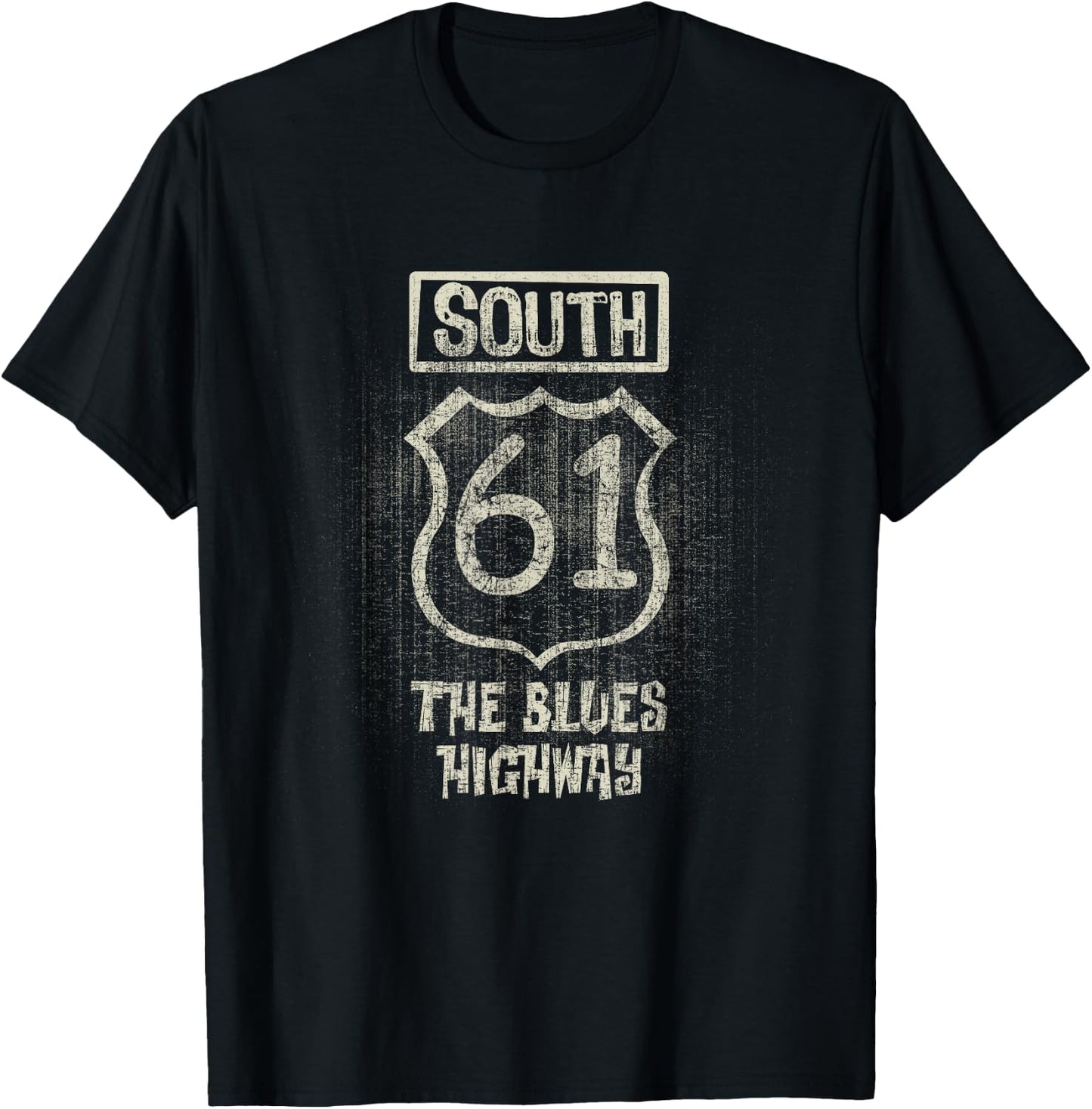 South 61 The Blues Highway Vintage T-Shirt - T-Shirt | Black