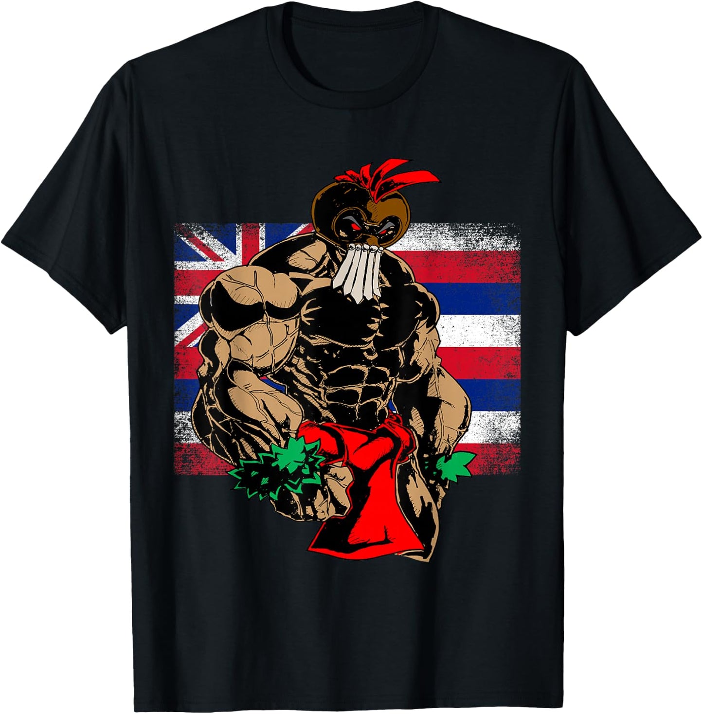 Hawaii Warrior T Shirt Hawaiian Flag Kanaka Maoli Men Women T-Shirt - T-Shirt | Black