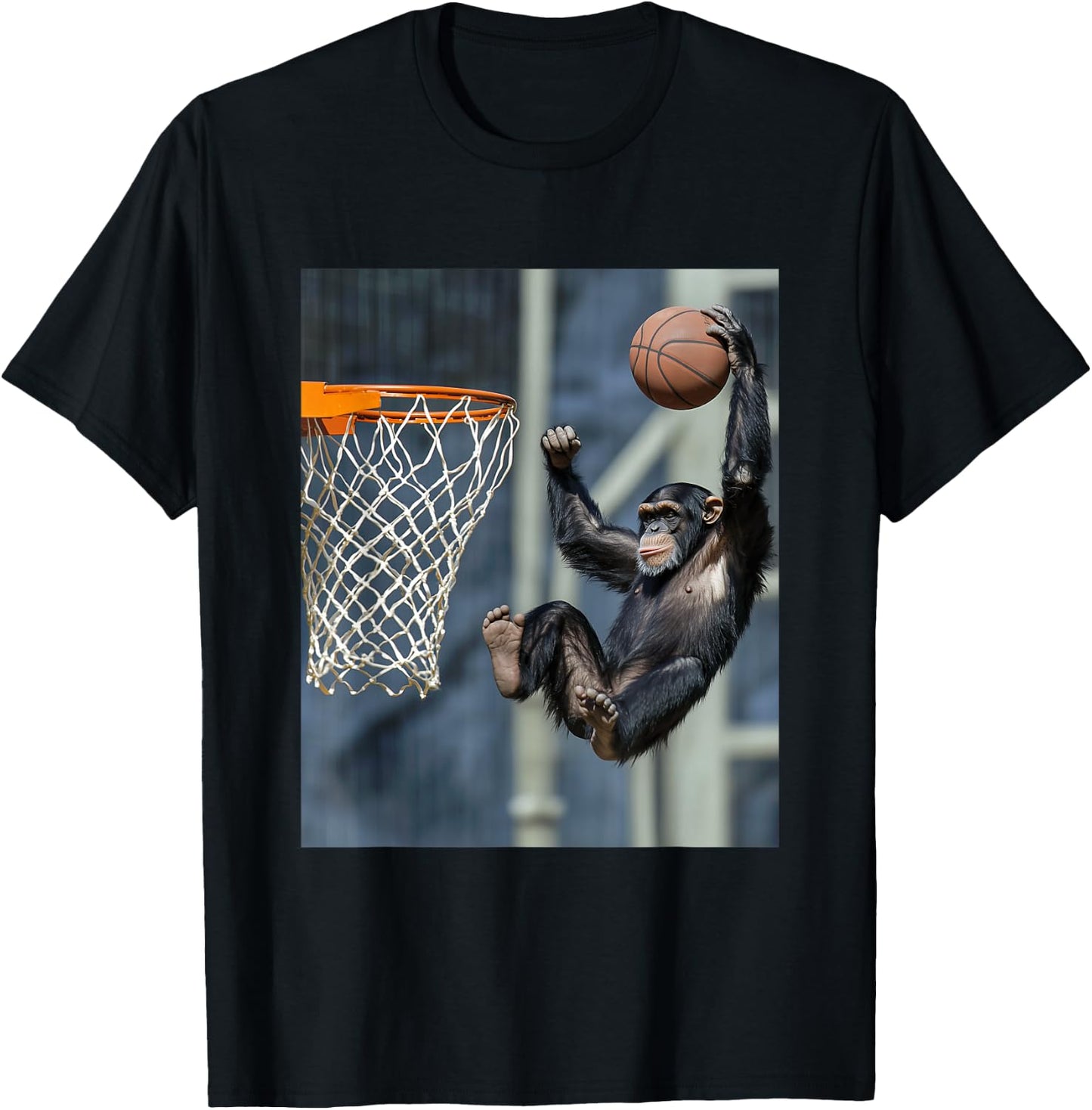 Chimpanzee Basketball Monkey Funny Graphic T-Shirt - T-Shirt | Black
