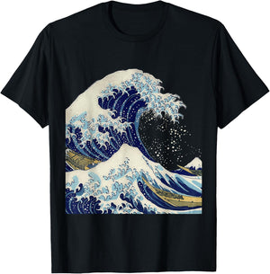 Kanagawa Hokusai Japanese Art The Great Wave Vintage Surfer T-Shirt - T-Shirt | Black