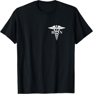 Rn Nurse Caduceus Medical Symbol Nursing Logo Gifts T-Shirt - T-Shirt | Black