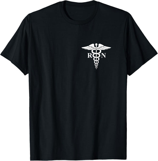 Rn Nurse Caduceus Medical Symbol Nursing Logo Gifts T-Shirt - T-Shirt | Black