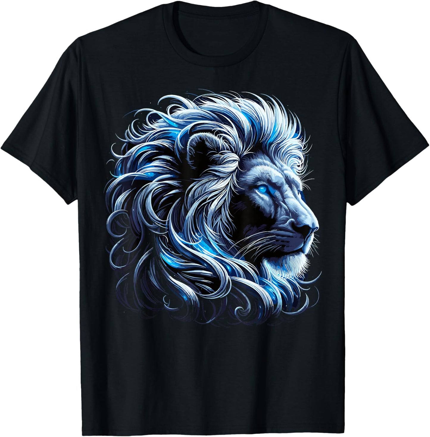 Lion Blue Eyes Zoo Animal Lion T-Shirt - T-Shirt | Black
