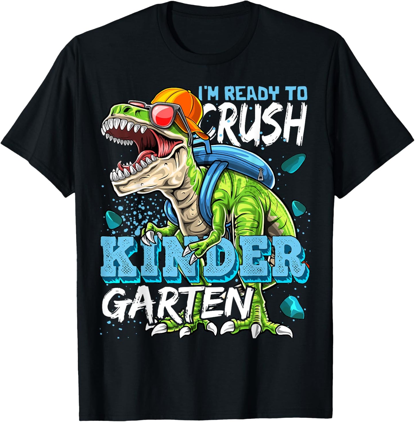 Ready To Crush Kindergarten Dinosaur Back to School Boys T-Shirt - T-Shirt | Black