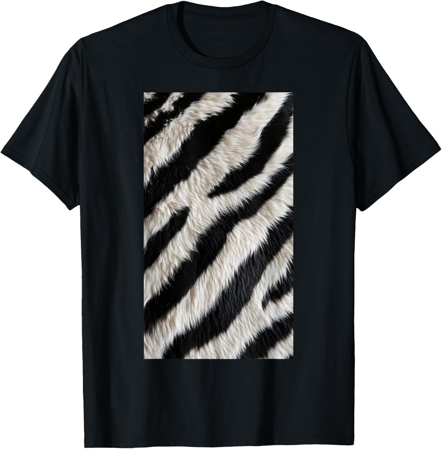 Zebra Fur Pattern Animal Wild Monochrome Patterns T-Shirt - T-Shirt | Black