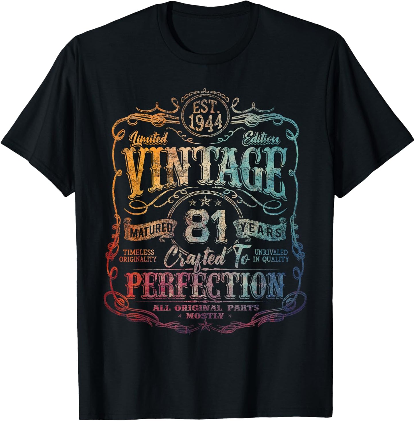 Vintage 1944 Limited Edition Shirt 81 year old 81st Birthday T-Shirt - T-Shirt | Black