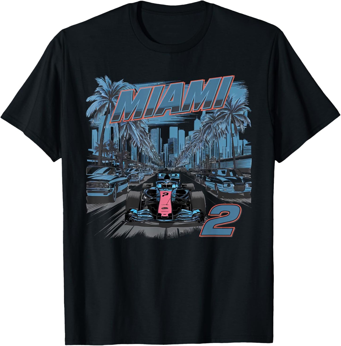 Miami Racing Gifts Men Women Race Car Racer Driver T-Shirt - T-Shirt | Black