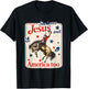 She Loves Jesus and America Too USA Flag 4th Fourth of July T-Shirt - T-Shirt | Black
