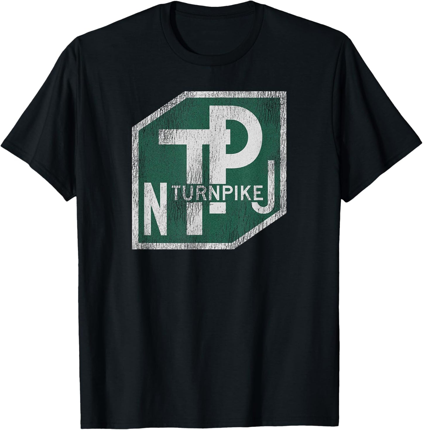 Distressed New Jersey Turnpike State Road Sign T-Shirt - T-Shirt | Black