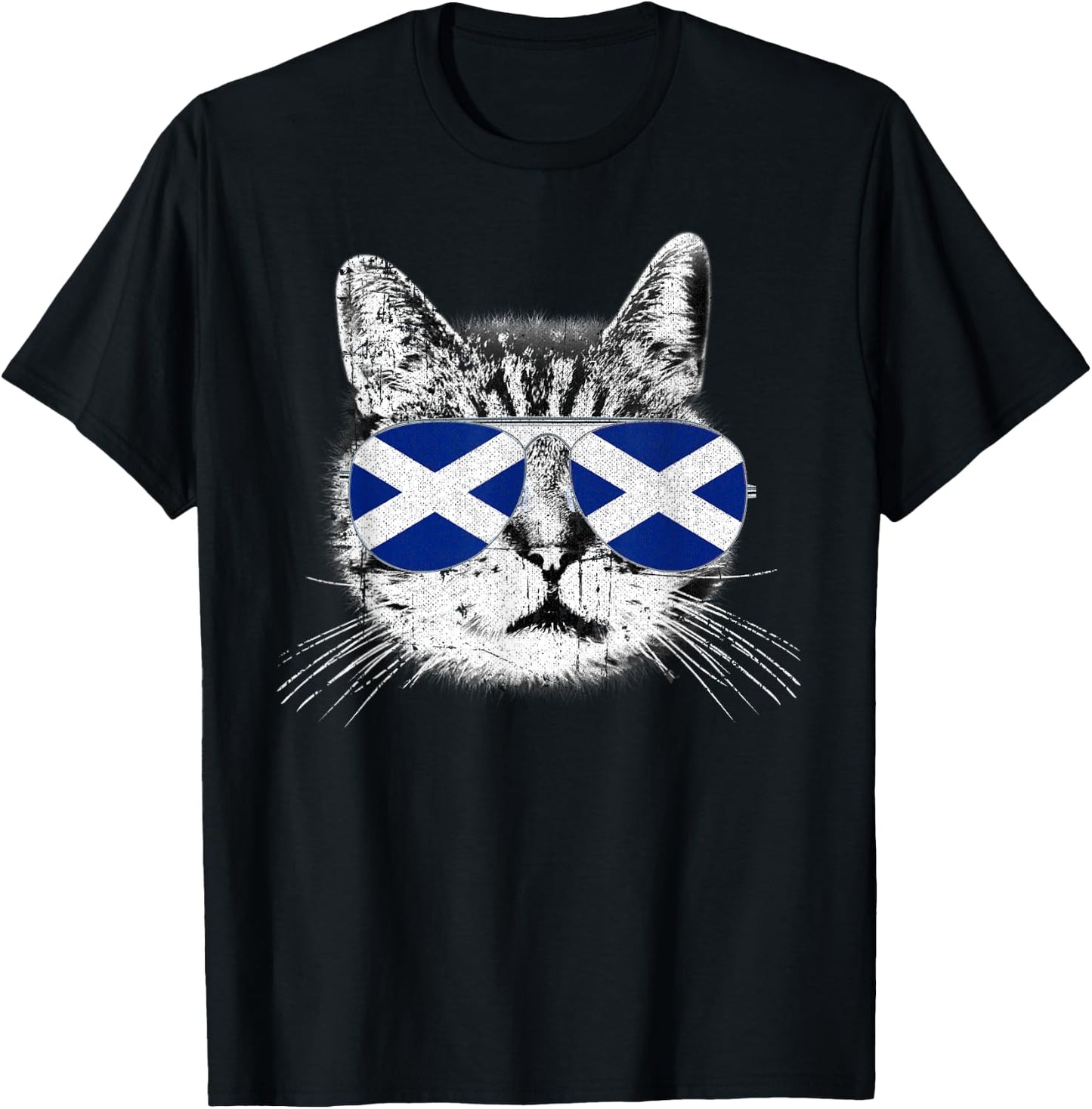 Scotland Scottish Flag Scot Cat Pride UK Men Women Gift T-Shirt - T-Shirt | Black