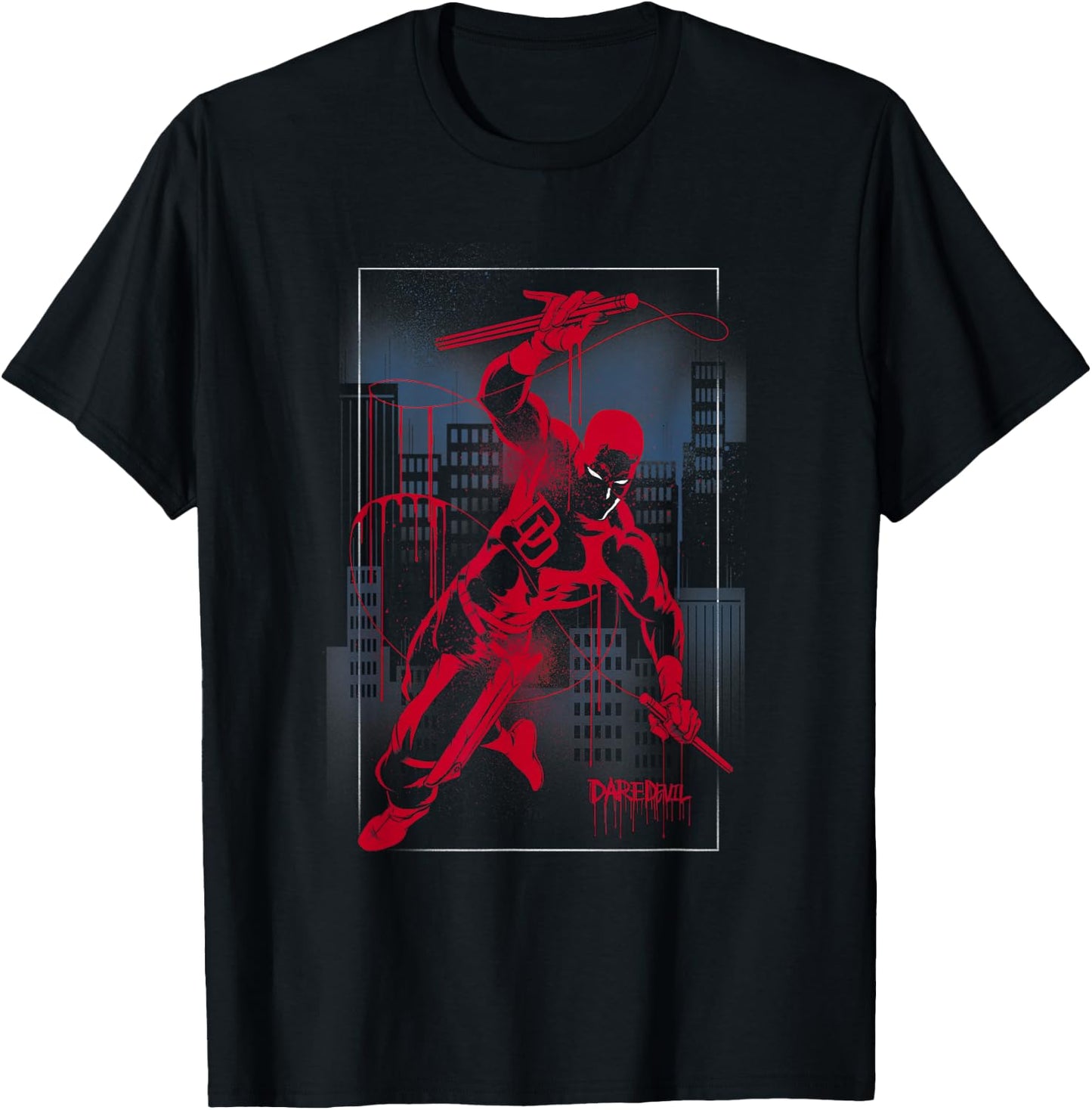 Marvel Daredevil City Skyline Graffiti T-Shirt - T-Shirt | Black