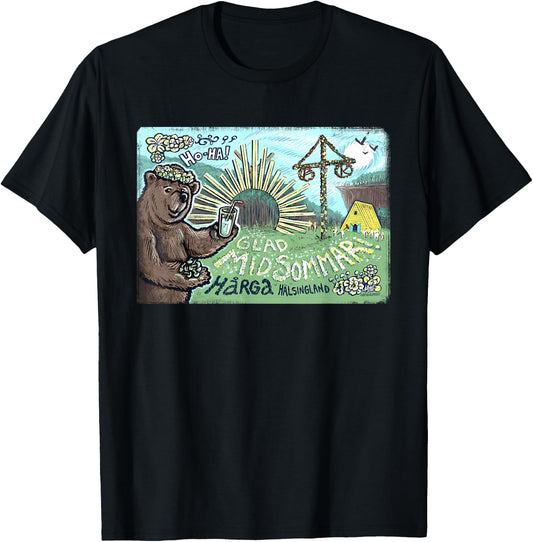 Happy Midsommar Bear T-Shirt - T-Shirt | Black