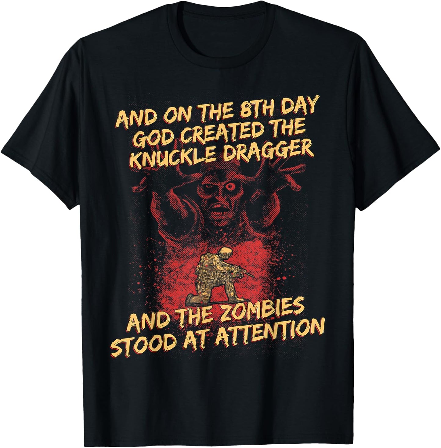 Knuckle Dragger Zombies Halloween Military Gift T-Shirt - T-Shirt | Black
