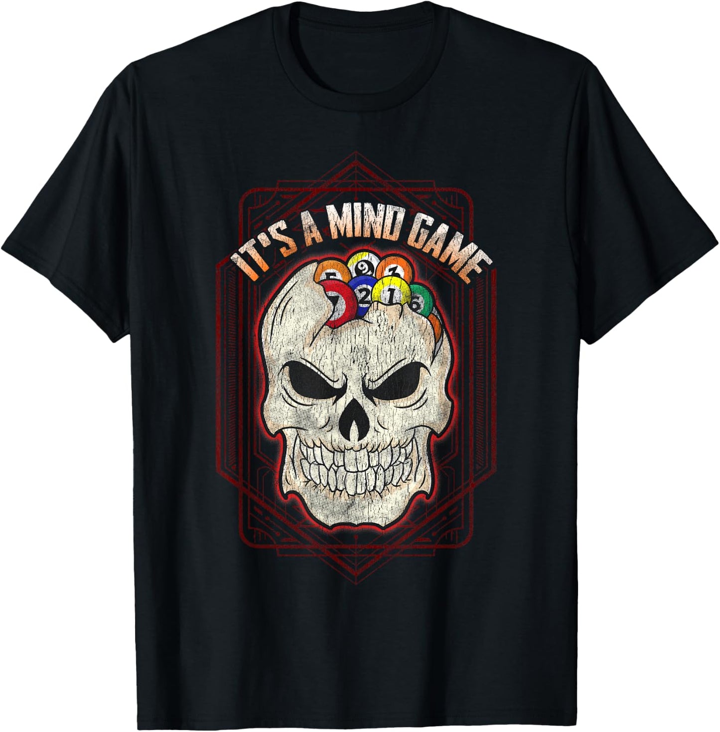 Billiards Skull Pool Balls It's a Mind Game T-Shirt - T-Shirt | Black