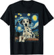 Cute Dalmatian Dog Doggy - Van Gogh Style - Starry Night T-Shirt - T-Shirt | Black